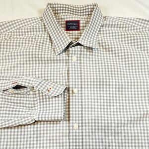 Untuckit Shirt 2xl Mens Long Sleeve Button up Shirt Gray Preppy Checkered Collar
